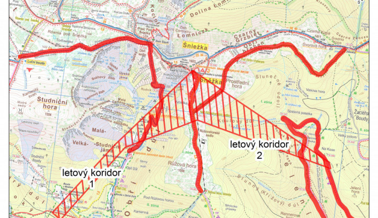 Mapa letových koridorů
