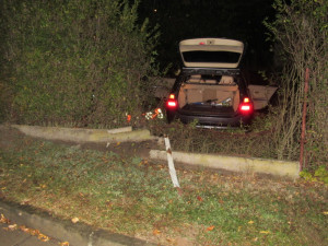 BMW skončilo po zběsilé honičce na rodinné zahradě