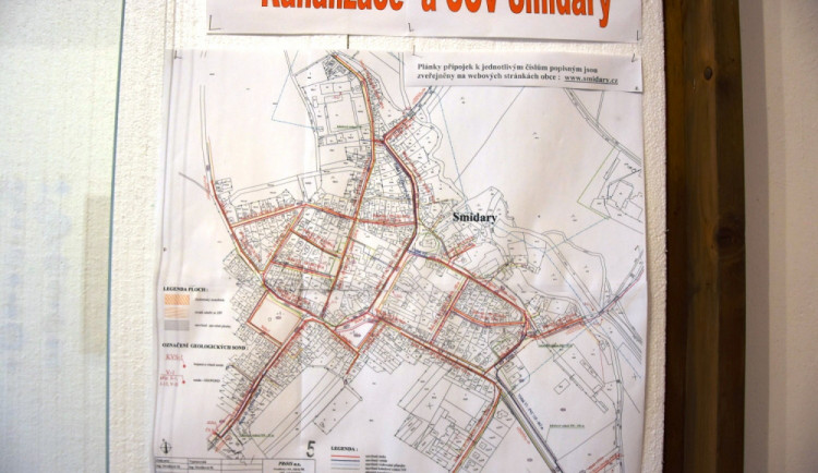 Mapa kanalizace ve Smidarech