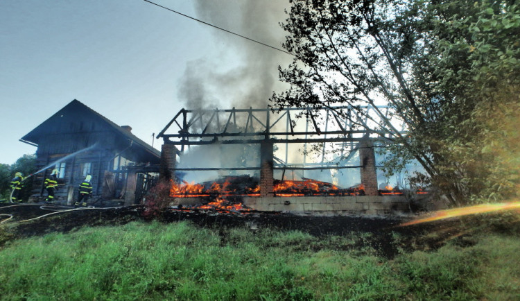 Požár stodoly.