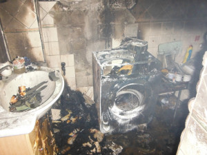 vyhořelá koupelna v rodinném domě