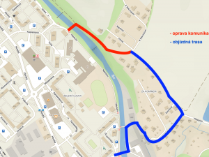 Oprava ulice Nad Jezem - objízdná trasa