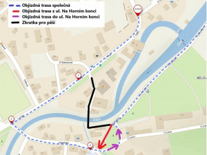 Uzavírka mostu U Zbrojnice mapa