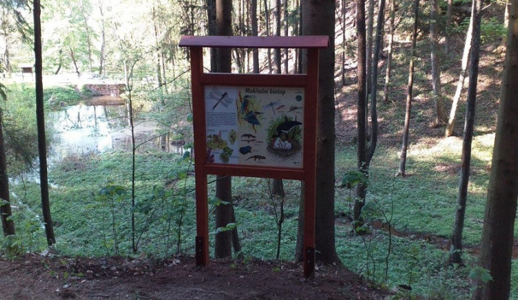 Na naučné stezce lesoparku Montace v Náchodě