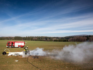 Pád vrtulníku u Slavoňova na Náchodsku