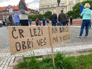 FOTO | VIDEO: V Hradci Králové dorazilo na protest proti Babišovi vládě několik stovek lidí
