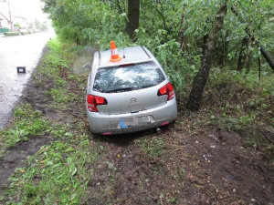 Rychlou jízdu na mokru ukončil až strom vedle silnice. Řidič je v nemocnici