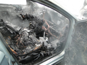 Auto po víkendovém požáru u Olešnice