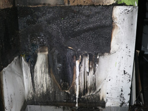 Požár v prodejně ve Skřivanech