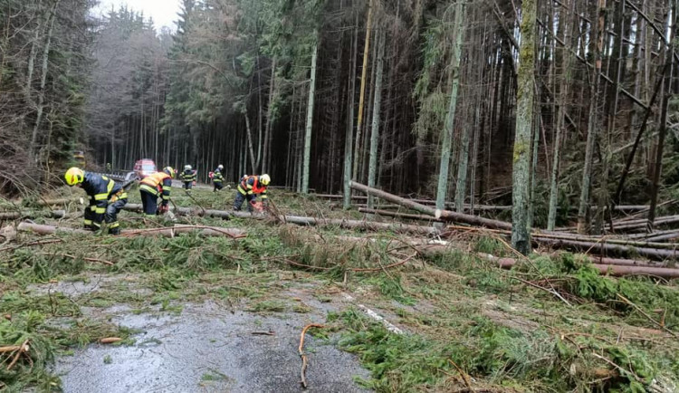 Domácnosti bez proudu, komplikace v dopravě a povodňová bdělost. To byl dnešek v režii větru a deště