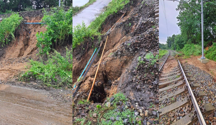 Poškozenou trať u Strakonic musí prověřit geotechnik. Opravy potrvají několik dní