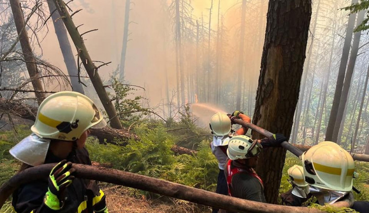 VIDEO: I v hradeckém kraji je od rána cítit zápach spáleniny. Jde o požár v Českém Švýcarsku
