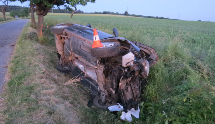 Řidička nadýchala dvě promile. Při nehodě přerazila vzrostlou třešeň.