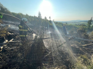 Na Jičínsku hořel les, při zásahu asistoval i bambivak a osmdesát hasičů