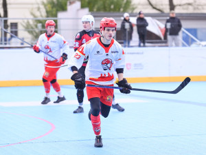 Lukáš Černý na hokejbalovém utkání