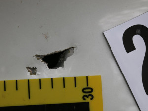 FOTO: Náhodný vandalismus nebo cílený útok? Poškozená Tesla na lesní cestě