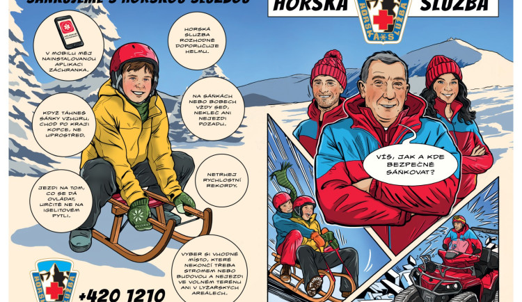 Komiks Horské služby si tentokrát vzal na mušku nebezpečné sáňkování