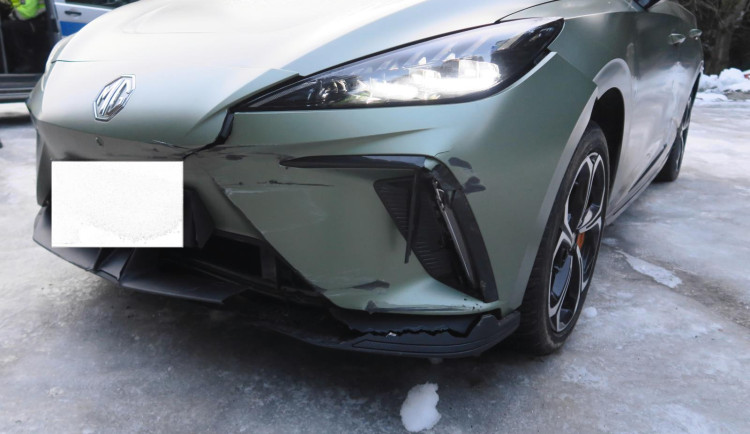 Dravec přeletěl těsně před autem. Řidič se lekl a havaroval