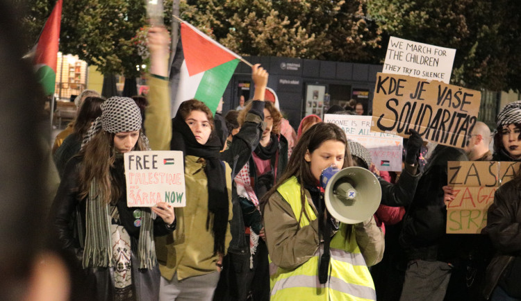 V Brně se protestovalo za Šárku, kterou zadržel Izrael. Zasahovala policie