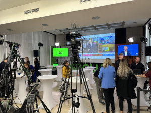 Volební štáb Spolu v Praze.