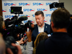 Volební štáb SPD v Praze.