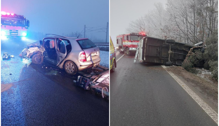 Policie na Vysočině šetřila od rána třináct nehod. Čtyři lidé skončili v péči lékařů