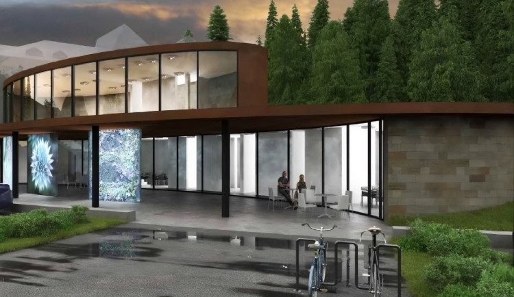 Autorem architektonického projektu návštěvnického centra u skal je Karel Mrázek.