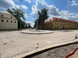 Rozestavěná křižovatka Fortna v Hradci Králové