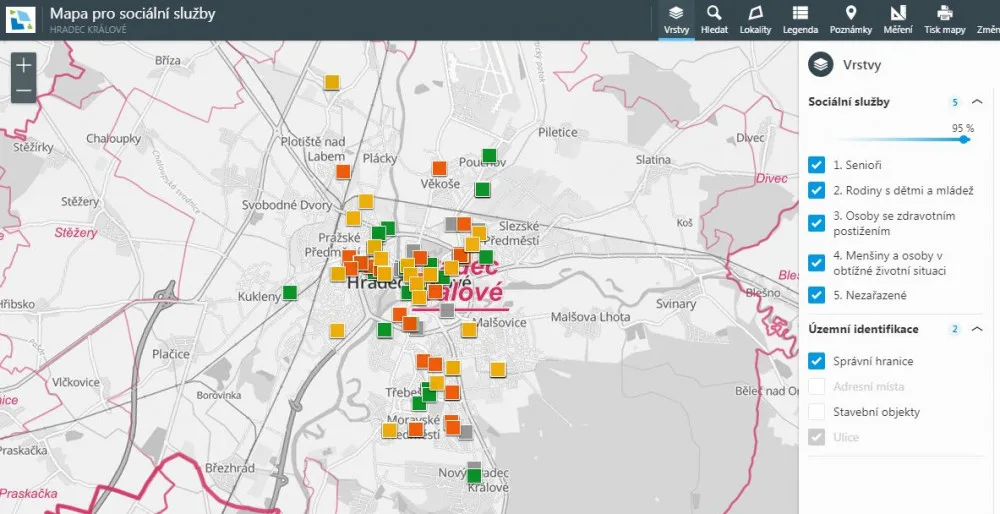 Součástí mapové aplikace města je nově i interaktivní adresář sociálních služeb