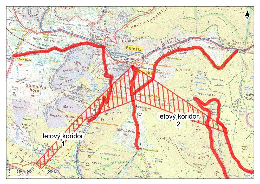 Mapa letových koridorů