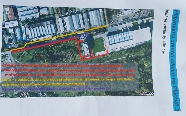 Varianty pro stavbu silnice v lokalitě Na Plachtě