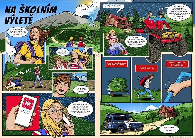 Horská služba převlékla komiks do letního, tématem je chování při bouřce