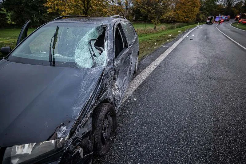 Seniorka nezvládla jízdu na mokré silnici, s vozem skončila v potoku. Na místě zemřela