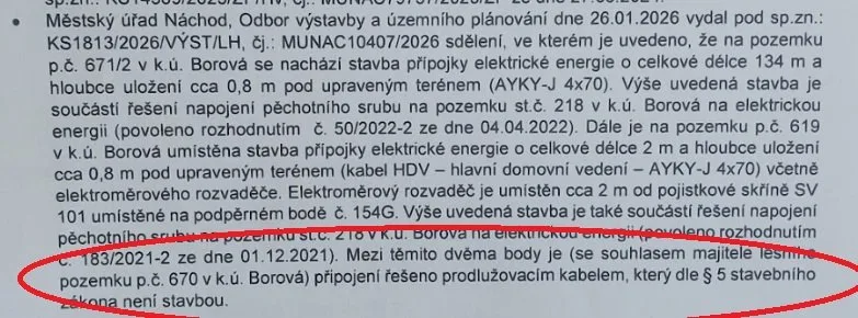 Printscreen z rozhodnutí MěÚ Náchod