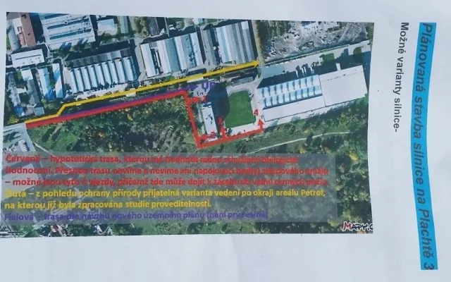 Varianty pro stavbu silnice v lokalitě Na Plachtě