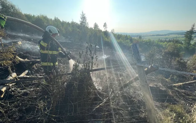 Na Jičínsku hořel les, při zásahu asistoval i bambivak a osmdesát hasičů