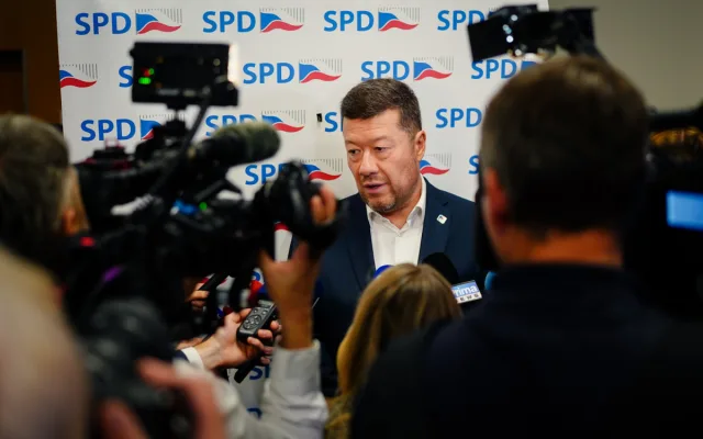 Volební štáb SPD v Praze.