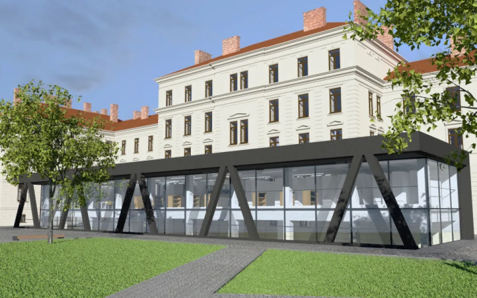 Vizualizace projektu, jak by Gayerovy kasárny mohly v budoucnu vypadat.