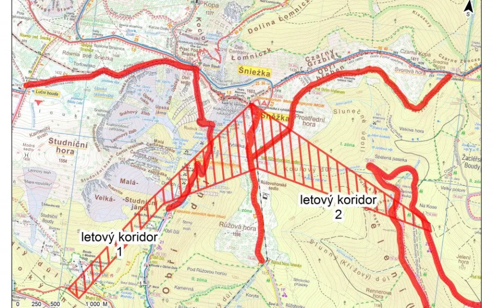 Mapa letových koridorů