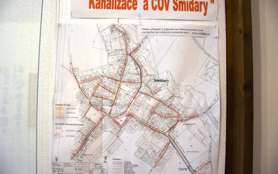 Mapa kanalizace ve Smidarech