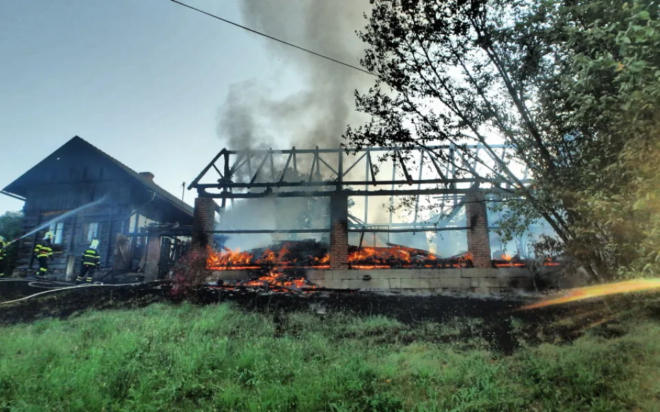 Požár stodoly.