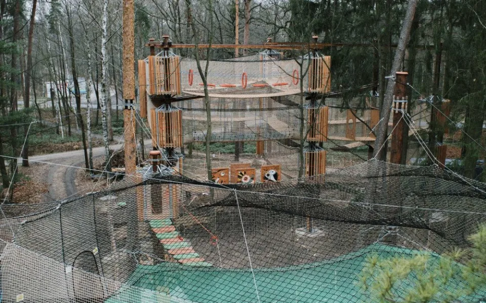 3D bludiště v korunách stromů.