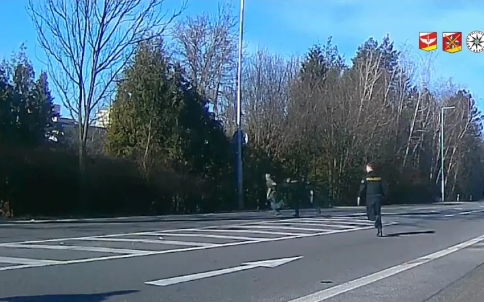 Skokem do příkopu ukončil policista pronásledování zloděje. Snažil se utéct přes frekventovanou silnici