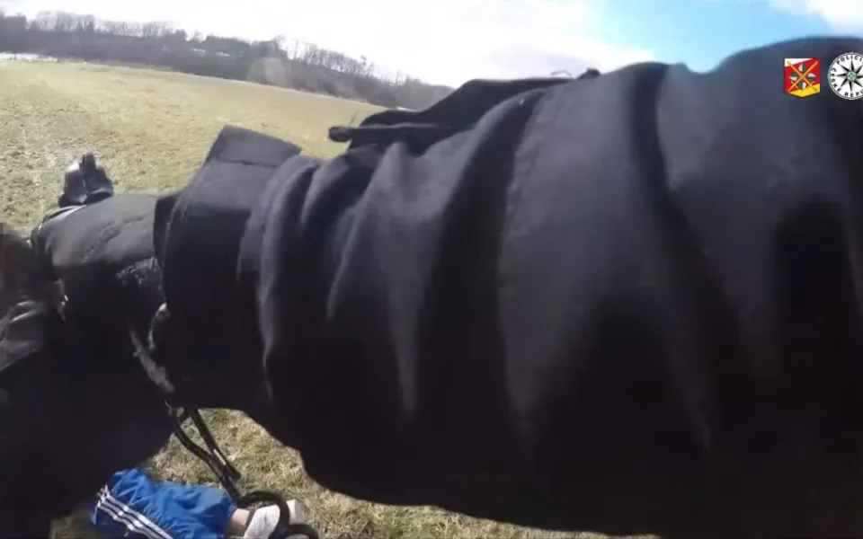 Muž se policii vzdal až poté, co koukal do hlavně služební pistole. Zásah natočila služební kamera