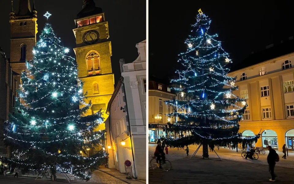 ANKETA: Jaké náměstí v Hradci Králové má hezčí vánoční strom?