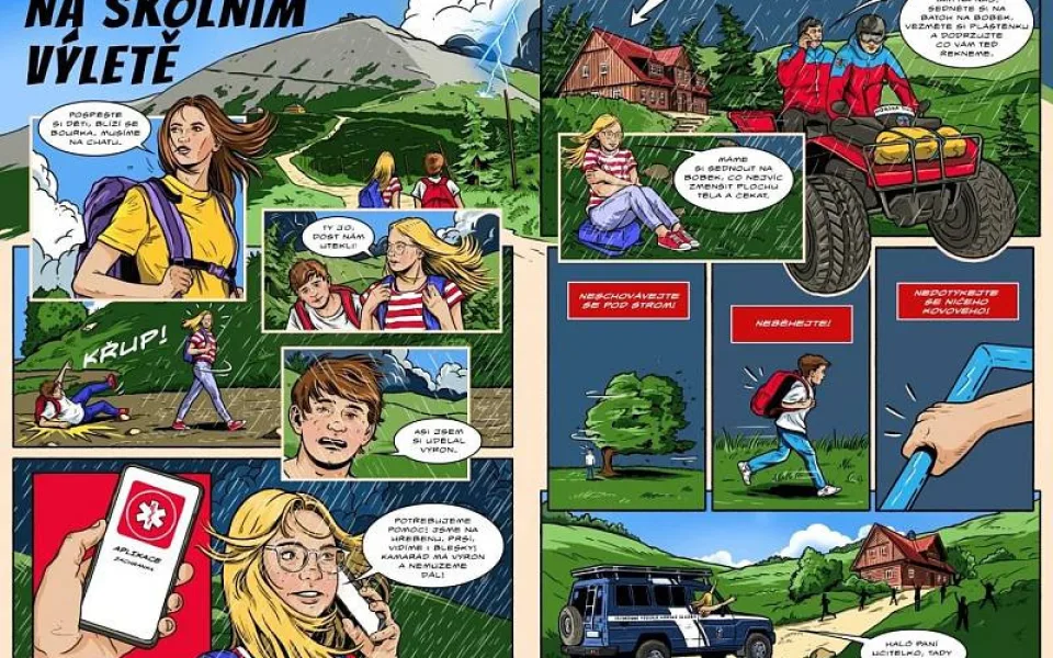 Horská služba převlékla komiks do letního, tématem je chování při bouřce