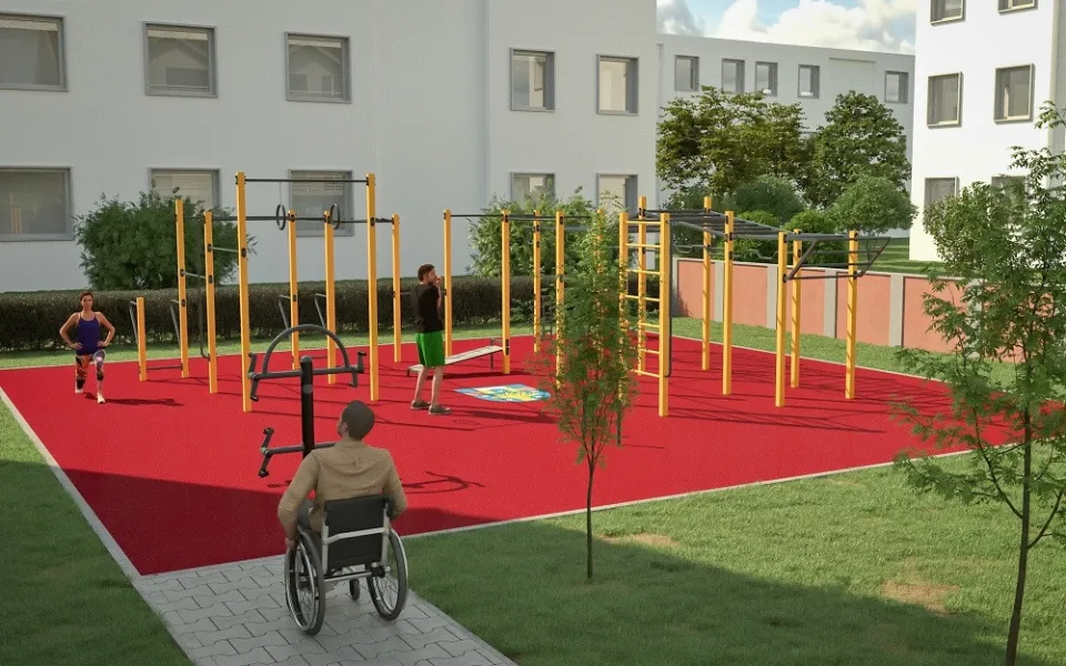 vizualizace workoutového hřiště