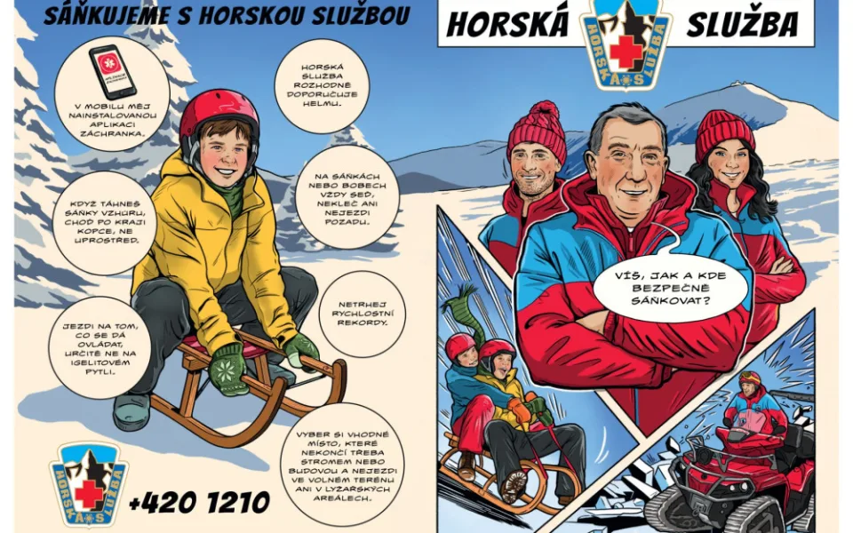 Komiks Horské služby si tentokrát vzal na mušku nebezpečné sáňkování
