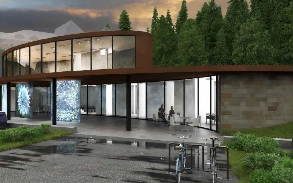 Autorem architektonického projektu návštěvnického centra u skal je Karel Mrázek.
